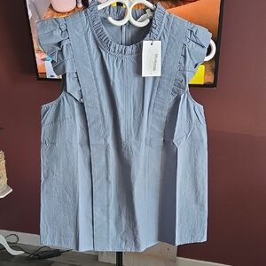 MELISSA NEPTON Light Blue Ruffled Blouse